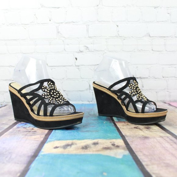 BANDOLINO Beaded Wedge Platform Sandals Size 7.5 - Picture 2 of 10
